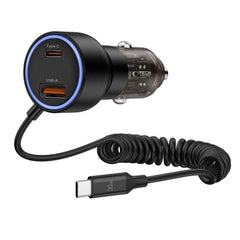 CHARGEUR DE VOITURE TECH-PROTECT CC05 2 PORTS PD60W + CÂBLE NOIR
