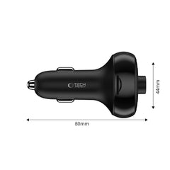 CHARGEUR DE VOITURE TECH-PROTECT CC06 3 PORTS PD72W + TRANSMETTEUR FM BLUETOOTH NOIR