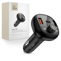 CHARGEUR DE VOITURE TECH-PROTECT CC06 3 PORTS PD72W + TRANSMETTEUR FM BLUETOOTH NOIR