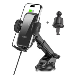 SUPPORT DE TÉLÉPHONE POUR VOITURE AVEC CHARGE SANS FIL TECH-PROTECT CM15W-V1 MONTAGE SUR TABLEAU DE BORD & VENTILATION CHARGEUR SANS FIL 15W NOIR