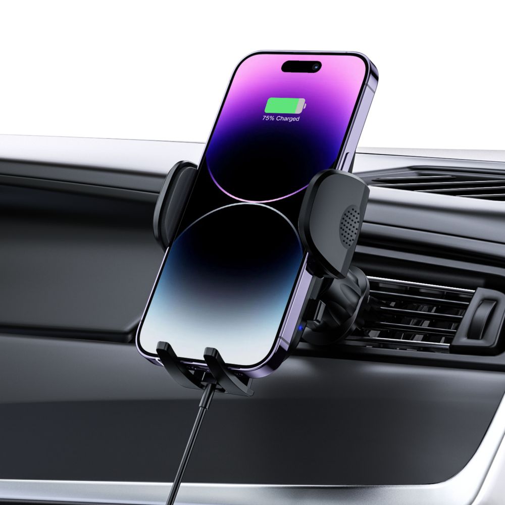SUPPORT DE TÉLÉPHONE POUR VOITURE AVEC CHARGE SANS FIL TECH-PROTECT CM15W-V1 MONTAGE SUR TABLEAU DE BORD & VENTILATION CHARGEUR SANS FIL 15W NOIR