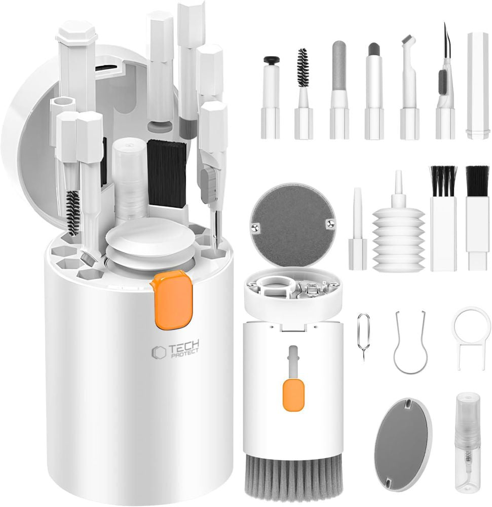 ENSEMBLE DE NETTOYAGE TECH-PROTECT CS01 20EN1 POUR TÉLÉPHONE, ÉCOUTEURS, TABLETTE ET ORDINATEUR PORTABLE BLANC