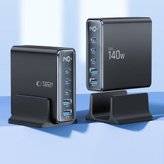CHARGEUR DE BUREAU TECH-PROTECT DC140W-GAN 5 PORTS PD140W/QC3.0 NOIR