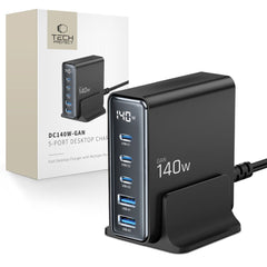 CHARGEUR DE BUREAU TECH-PROTECT DC140W-GAN 5 PORTS PD140W/QC3.0 NOIR