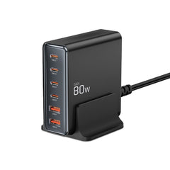 CHARGEUR DE BUREAU TECH-PROTECT DC80W-GAN 6 PORTS PD80W/QC3.0 NOIR