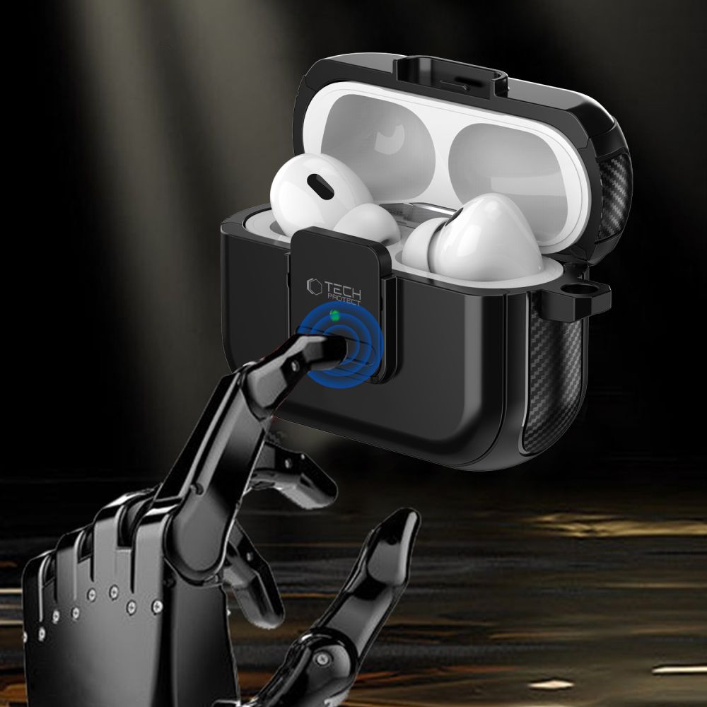 COQUE TECH-PROTECT DEFENDER HOOK MAGSAFE APPLE AIRPODS PRO 1 / 2 NOIRE