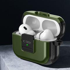COQUE TECH-PROTECT DEFENDER HOOK MAGSAFE APPLE AIRPODS PRO 1 / 2 VERT OLIVE