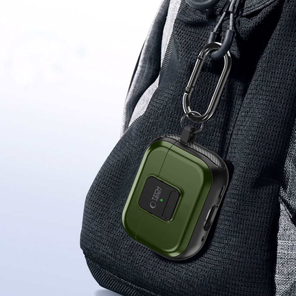 COQUE TECH-PROTECT DEFENDER HOOK MAGSAFE APPLE AIRPODS PRO 1 / 2 VERT OLIVE
