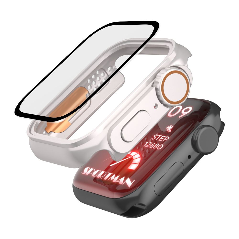 Housse de protection 360° pour Apple Watch 45 mm Doop Defense 360Guard Titane/Orange