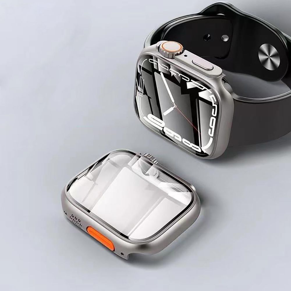 Housse de protection 360° pour Apple Watch 45 mm Doop Defense 360Guard Titane/Orange