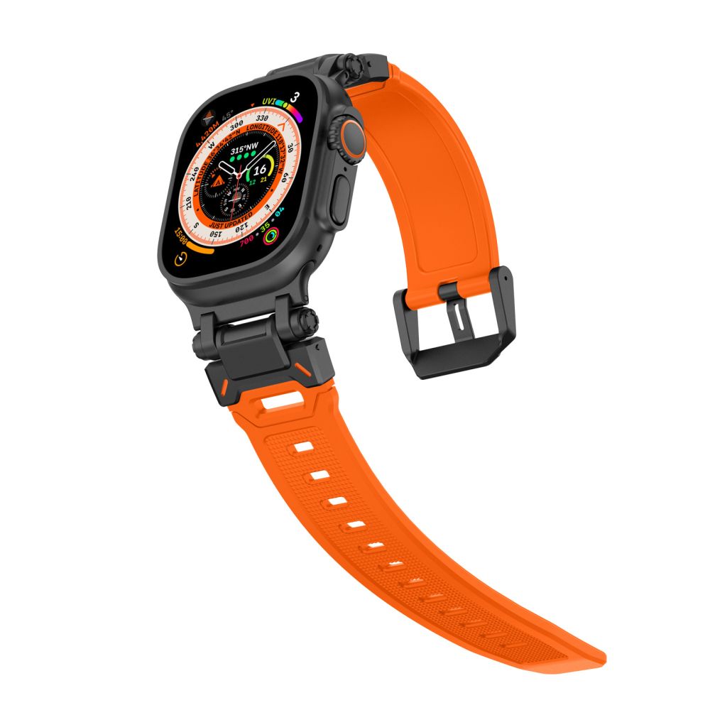 BRACELET TECH-PROTECT DELTA PRO APPLE WATCH 6 / 7 / 8 / 9 / 10 / SE / ULTRA 1 / 2 (44 / 45 / 46 / 49 MM) ORANGE/NOIR