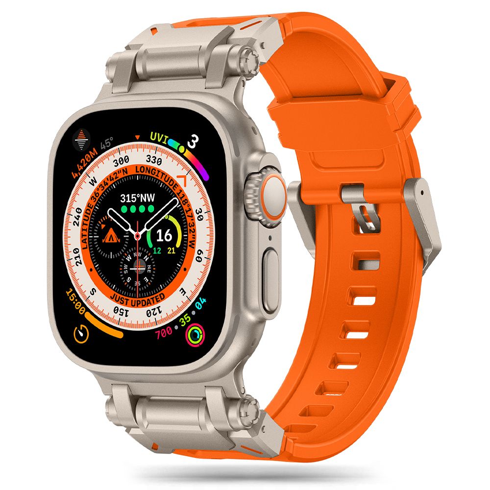 BRACELET TECH-PROTECT DELTA PRO APPLE WATCH 6 / 7 / 8 / 9 / 10 / SE / ULTRA 1 / 2 (44 / 45 / 46 / 49 MM) ORANGE/TITANE