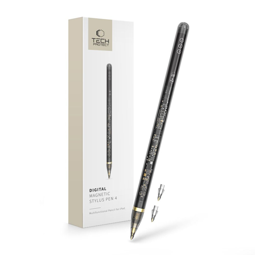 STYLO NUMÉRIQUE MAGNÉTIQUE TECH-PROTECT "4" IPAD TRANSPARENT/NOIR