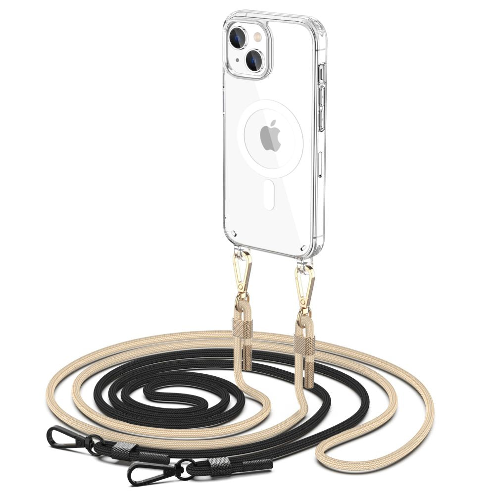 COQUE POUR IPHONE 15 MAGSAFE HEYCASE AIR CHAIN NOIR & BEIGE