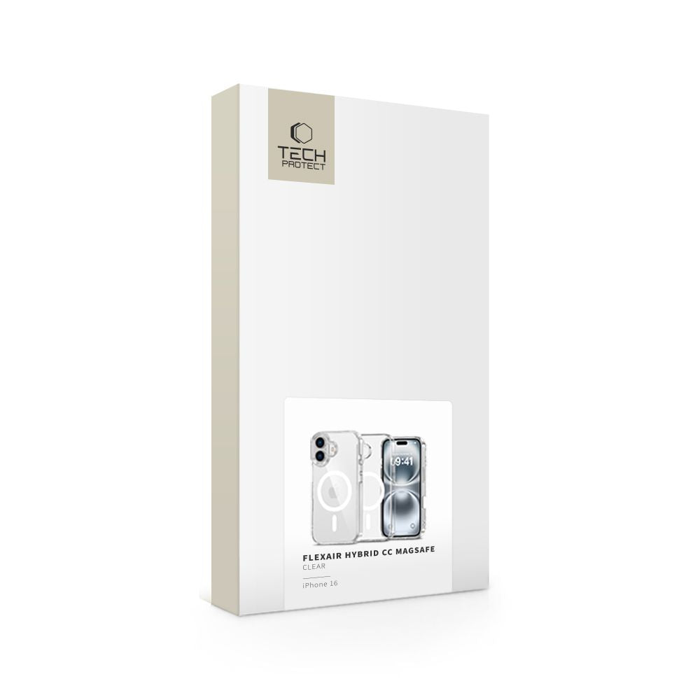 COUVERTURE TECH-PROTECT FLEXAIR HYBRID CC MAGSAFE IPHONE 16 TRANSPARENT