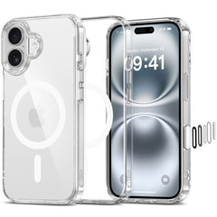 COUVERTURE TECH-PROTECT FLEXAIR HYBRID CC MAGSAFE IPHONE 16 TRANSPARENT