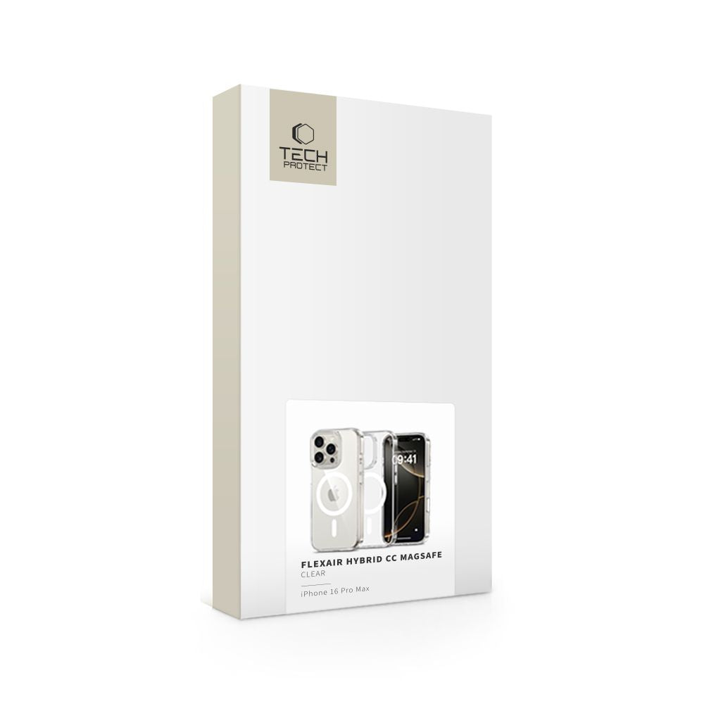 COUVERTURE TECH-PROTECT FLEXAIR HYBRID CC MAGSAFE IPHONE 16 PRO MAX TRANSPARENT