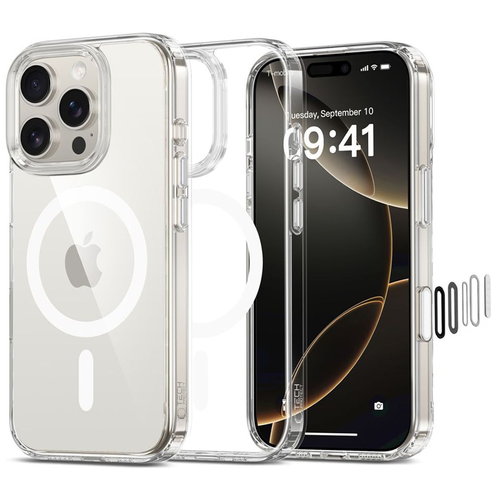 COUVERTURE TECH-PROTECT FLEXAIR HYBRID CC MAGSAFE IPHONE 16 PRO MAX TRANSPARENT