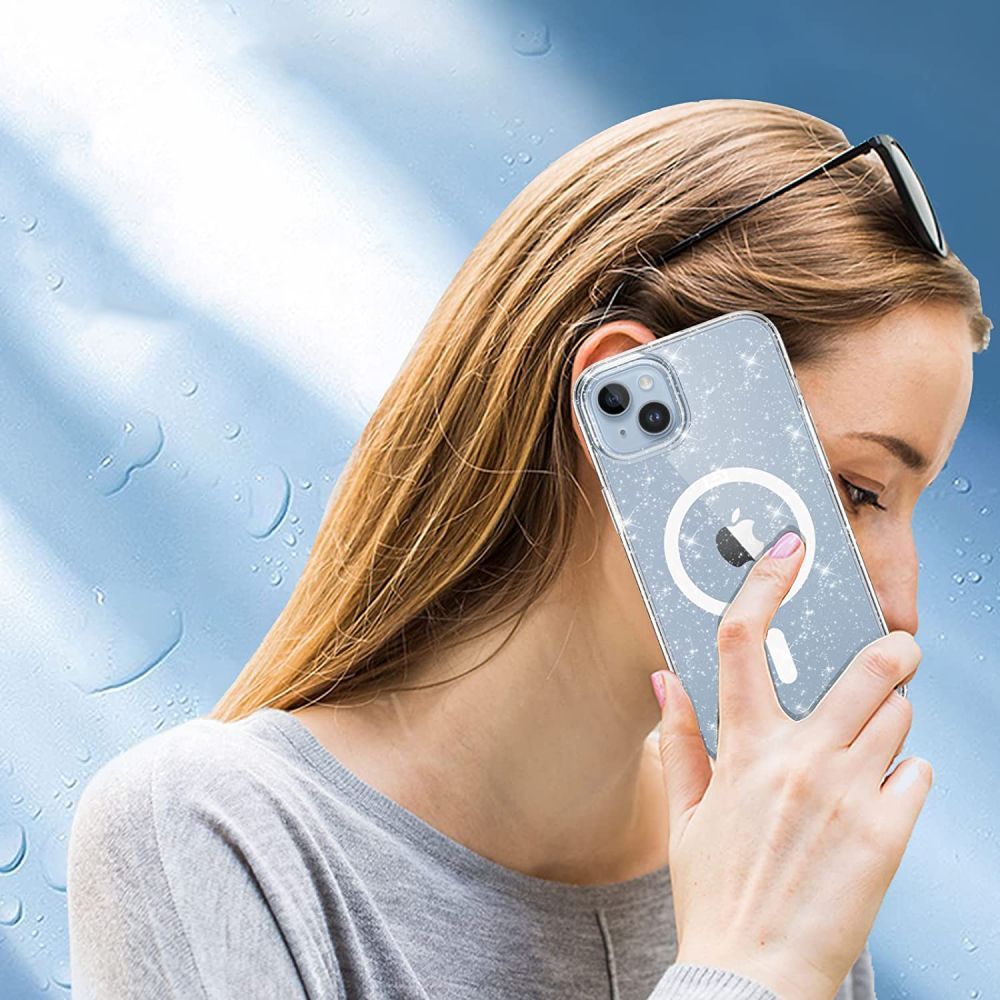 COUVERTURE TECH-PROTECT FLEXAIR HYBRID MAGSAFE IPHONE 15 PRO GLITTER TRANSPARENT