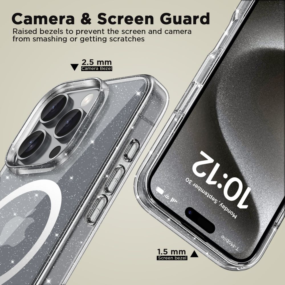 COQUE POUR IPHONE 16 PRO MAX TECH-PROTECT FLEXAIR HYBRID MAGSAFE GLITTER