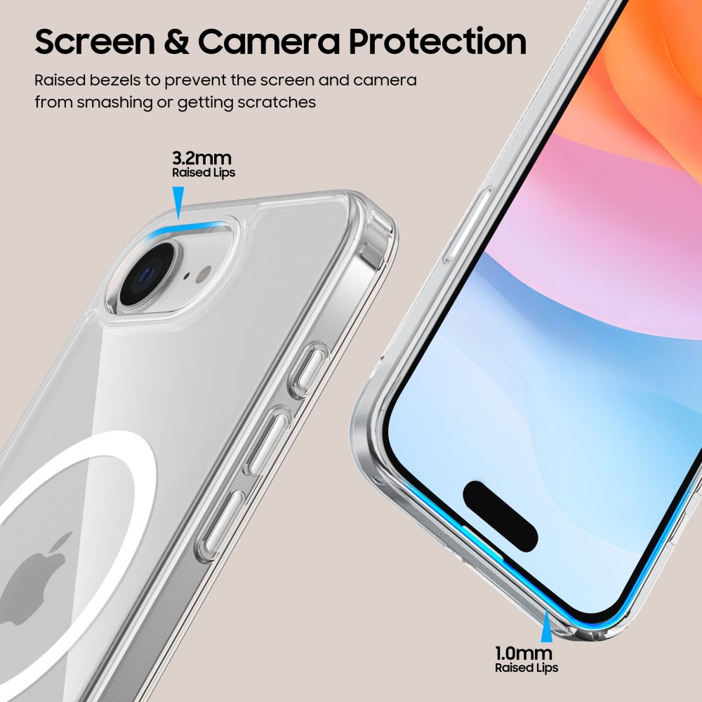 COUVERTURE TECH-PROTECT FLEXAIR HYBRID MAGSAFE IPHONE 16E TRANSPARENT