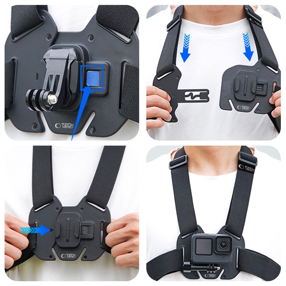 TECH-PROTECT GA100 MONTAGE POITRINE GOPRO / DJI NOIR