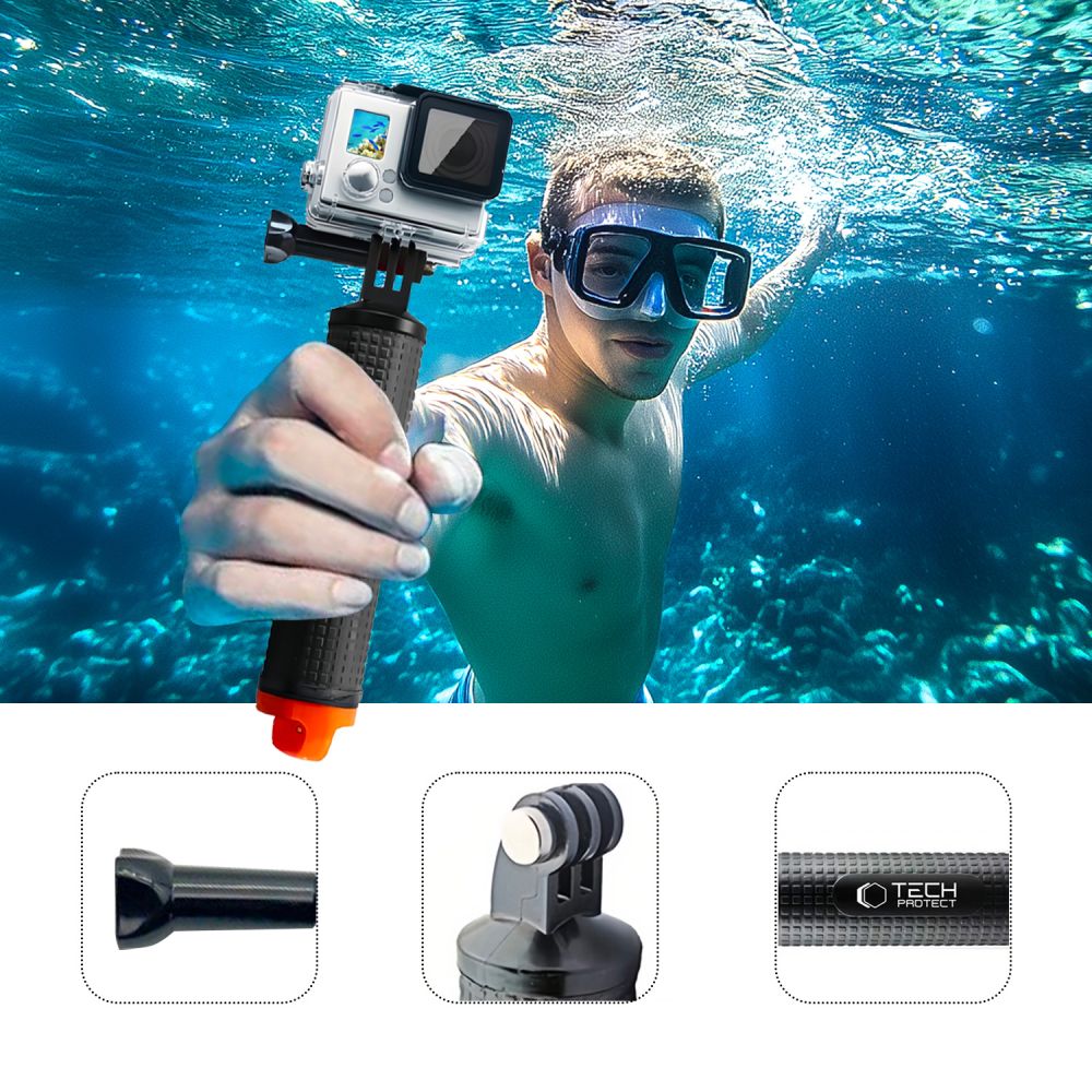 TECH-PROTECT GA100 POIGNÉE FLOTTANTE GOPRO / DJI NOIRE