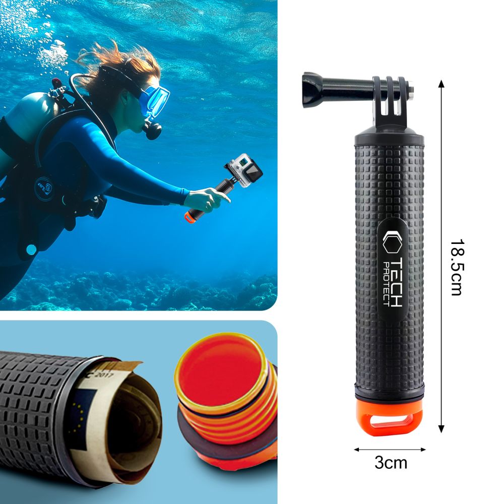 TECH-PROTECT GA100 POIGNÉE FLOTTANTE GOPRO / DJI NOIRE
