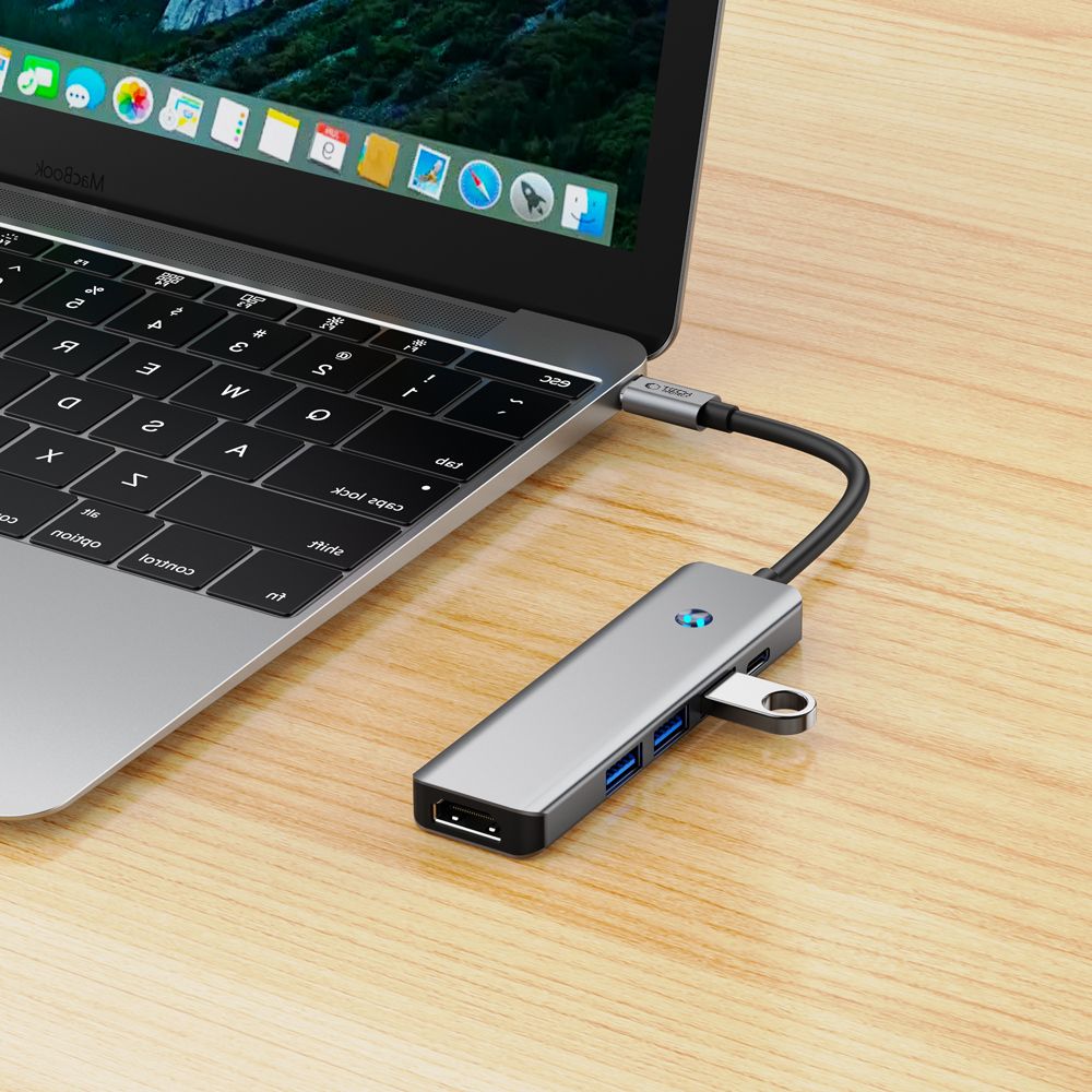 ADAPTATEUR HUB TECH-PROTECT HB01 5EN1 TYPE-C + USB3.0 + HDMI 4K 60HZ + PD100W GRIS ESPACE
