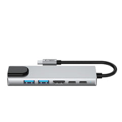 ADAPTATEUR HUB TECH-PROTECT HB02 6EN1 TYPE-C + USB2.0 + USB3.0 + HDMI 4K 30HZ + RJ45 + PD100W GRIS ESPACE