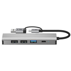ADAPTATEUR HUB TECH-PROTECT HB03 5EN1 TYPE-C + USB2.0 + USB3.0 + RJ45 GRIS ESPACE