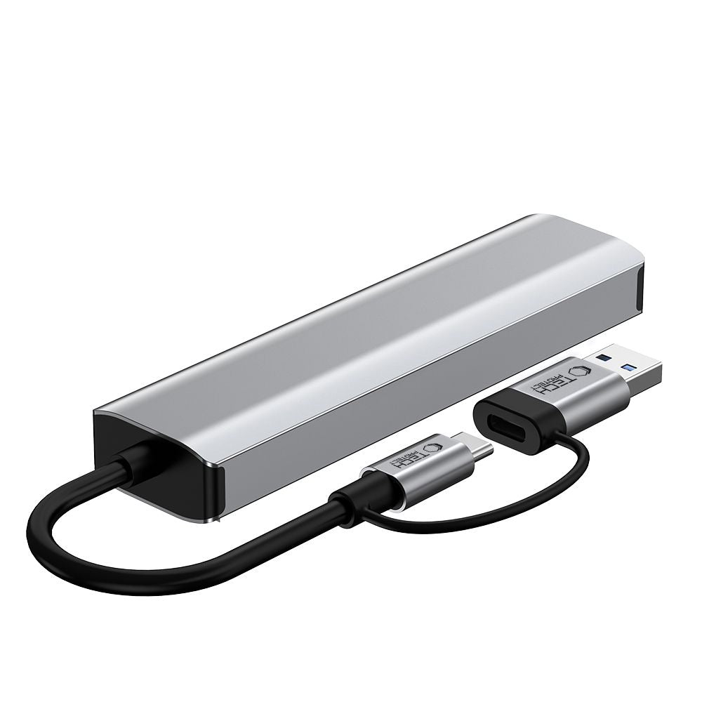 ADAPTATEUR HUB TECH-PROTECT HB03 5EN1 TYPE-C + USB2.0 + USB3.0 + RJ45 GRIS ESPACE