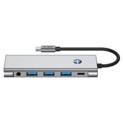 ADAPTATEUR HUB TECH-PROTECT HB04 9EN1 TYPE-C + USB2.0 + USB3.0 + HDMI 4K 60HZ + SD/TF + PD100W + AV3.5 GRIS ESPACE