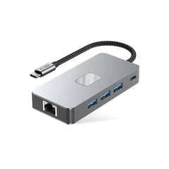 ADAPTATEUR HUB TECH-PROTECT HB05 9EN1 TYPE-C + USB2.0 + USB3.0 + HDMI 4K 60HZ + SD/TF + PD100W + RJ45 1000M GRIS ESPACE