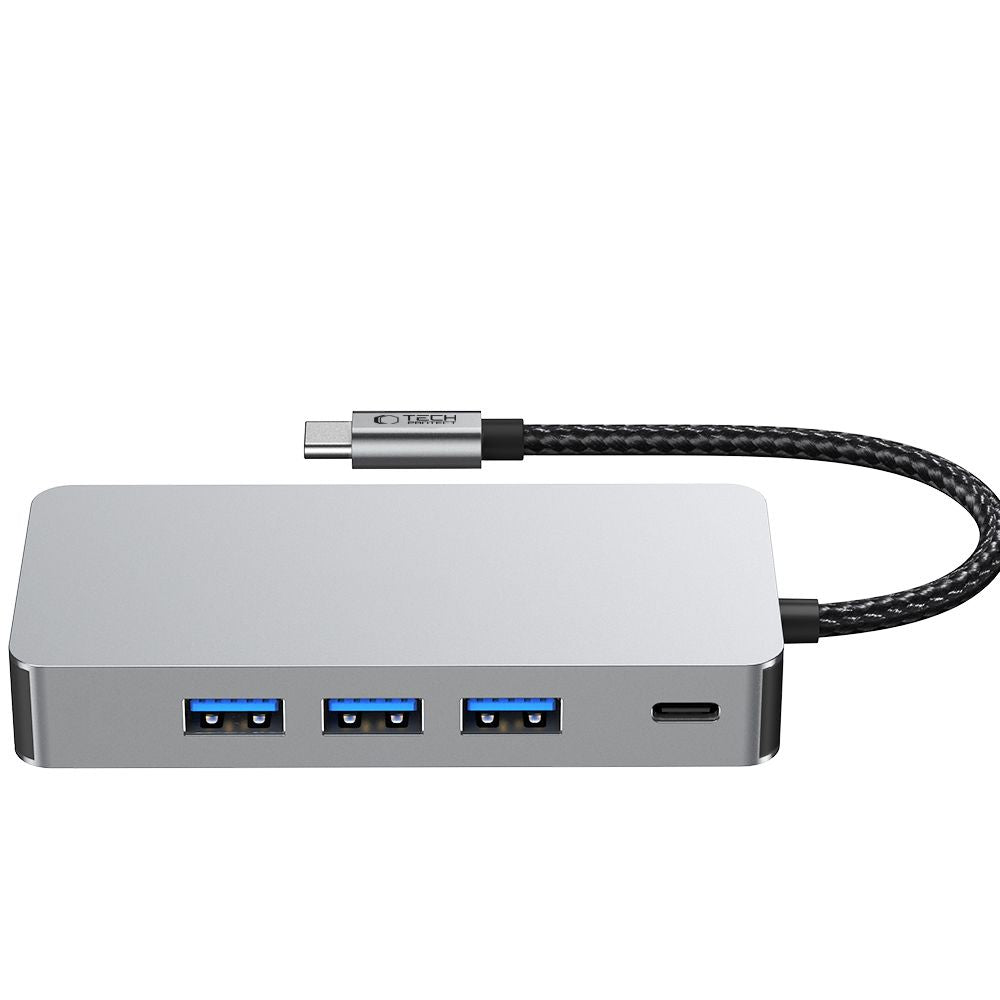 ADAPTATEUR HUB TECH-PROTECT HB05 9EN1 TYPE-C + USB2.0 + USB3.0 + HDMI 4K 60HZ + SD/TF + PD100W + RJ45 1000M GRIS ESPACE