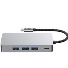ADAPTATEUR HUB TECH-PROTECT HB05 9EN1 TYPE-C + USB2.0 + USB3.0 + HDMI 4K 60HZ + SD/TF + PD100W + RJ45 1000M GRIS ESPACE