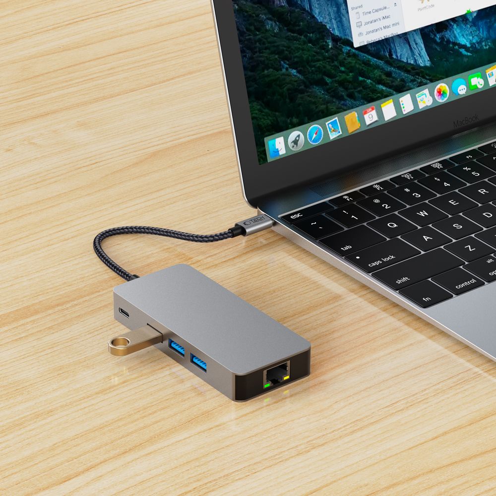ADAPTATEUR HUB TECH-PROTECT HB05 9EN1 TYPE-C + USB2.0 + USB3.0 + HDMI 4K 60HZ + SD/TF + PD100W + RJ45 1000M GRIS ESPACE