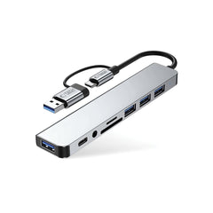 ADAPTATEUR HUB TECH-PROTECT HB06 9EN1 TYPE-C + USB2.0 + USB3.0 + SD/TF + AV3.5 GRIS ESPACE