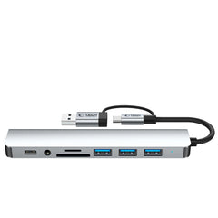 ADAPTATEUR HUB TECH-PROTECT HB06 9EN1 TYPE-C + USB2.0 + USB3.0 + SD/TF + AV3.5 GRIS ESPACE