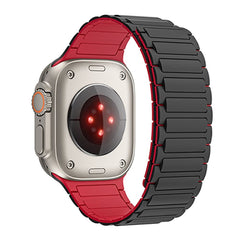 BRACELET BRACELET DOOP ICONBAND MAGNÉTIQUE APPLE WATCH 4 / 5 / 6 / 7 / 8 / 9 / SE / ULTRA 1 / 2 (42 / 44 / 45 / 49 MM) NOIR/ROUGE