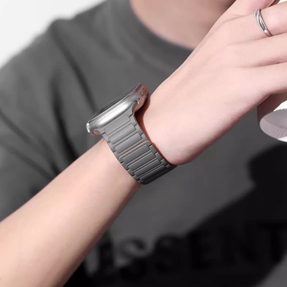 BRACELET BRACELET DOOP ICONBAND MAGNÉTIQUE APPLE WATCH 4 / 5 / 6 / 7 / 8 / 9 / SE / ULTRA 1 / 2 (42 / 44 / 45 / 49 MM) NOIR/ROUGE
