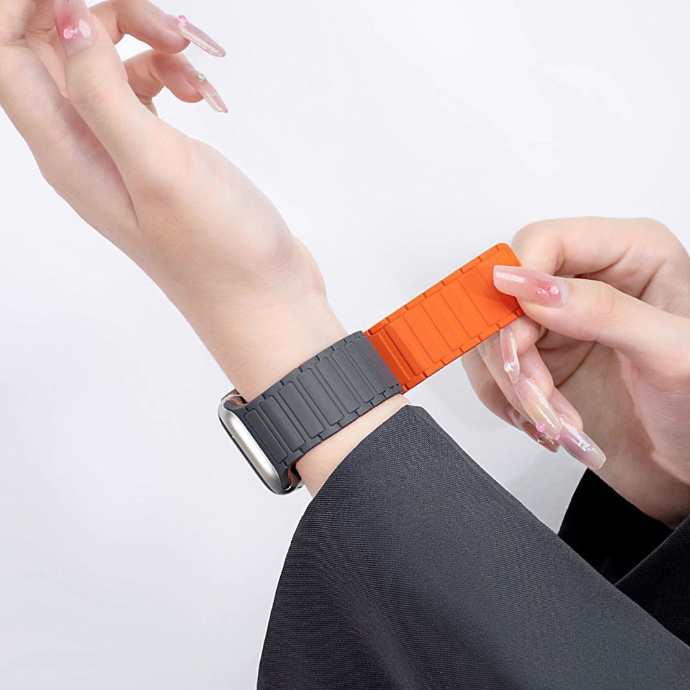 BRACELET BRACELET DOOP ICONBAND MAGNÉTIQUE APPLE WATCH 4 / 5 / 6 / 7 / 8 / 9 / SE / ULTRA 1 / 2 (42 / 44 / 45 / 49 MM) NOIR/ROUGE