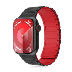 BRACELET BRACELET DOOP ICONBAND MAGNÉTIQUE APPLE WATCH 4 / 5 / 6 / 7 / 8 / 9 / SE / ULTRA 1 / 2 (42 / 44 / 45 / 49 MM) NOIR/ROUGE