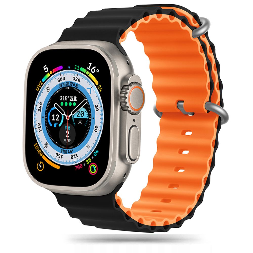 BRACELET DOOP ICONBAND PRO POUR APPLE WATCH 6 / 7 / 8 / 9 / 10 / SE / ULTRA 1 / 2 (44 / 45 / 46 / 49 MM) NOIR/ORANGE