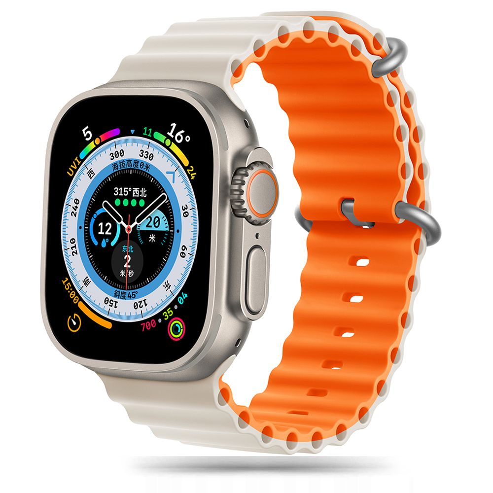 BRACELET DOOP ICONBAND PRO POUR APPLE WATCH 6 / 7 / 8 / 9 / 10 / SE / ULTRA 1 / 2 (44 / 45 / 46 / 49 MM) STARLIGHT/ORANGE