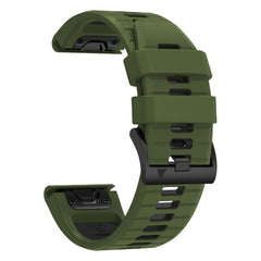 BRACELET EN SILICONE POUR GARMIN 26MM FENIX 3 / 5X / 3HR / 5X PLUS / 6X / 6X PRO / 7X ENDURO EXPLORER PRO VERT ARMÉE / NOIR