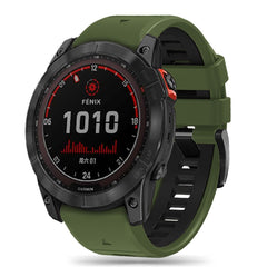 BRACELET EN SILICONE POUR GARMIN 26MM FENIX 3 / 5X / 3HR / 5X PLUS / 6X / 6X PRO / 7X ENDURO EXPLORER PRO VERT ARMÉE / NOIR