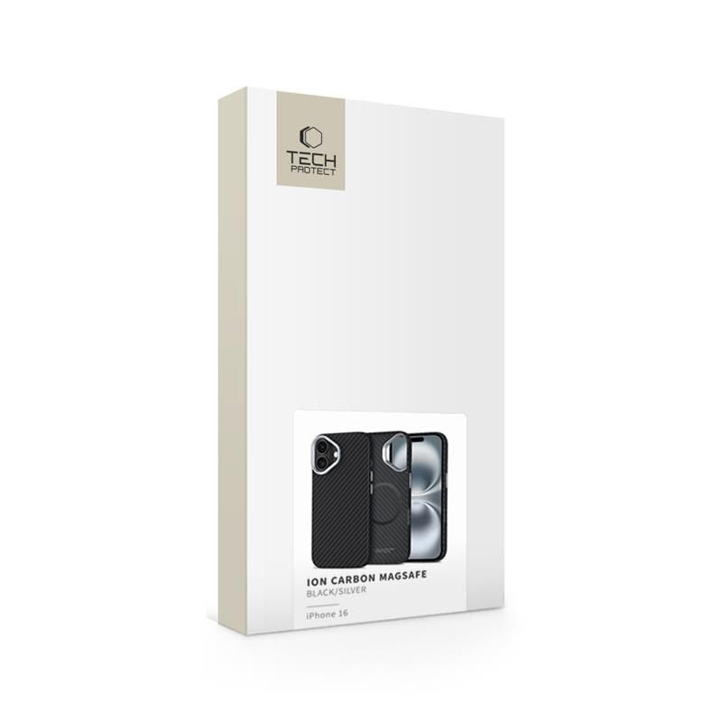 TECH-PROTECT ION CARBON MAGSAFE IPHONE 16 NOIR/ARGENT