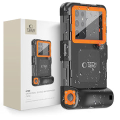COQUE ÉTANCHE UNIVERSELLE TECH-PROTECT IPX8 NOIRE/ORANGE POUR PLONGÉE