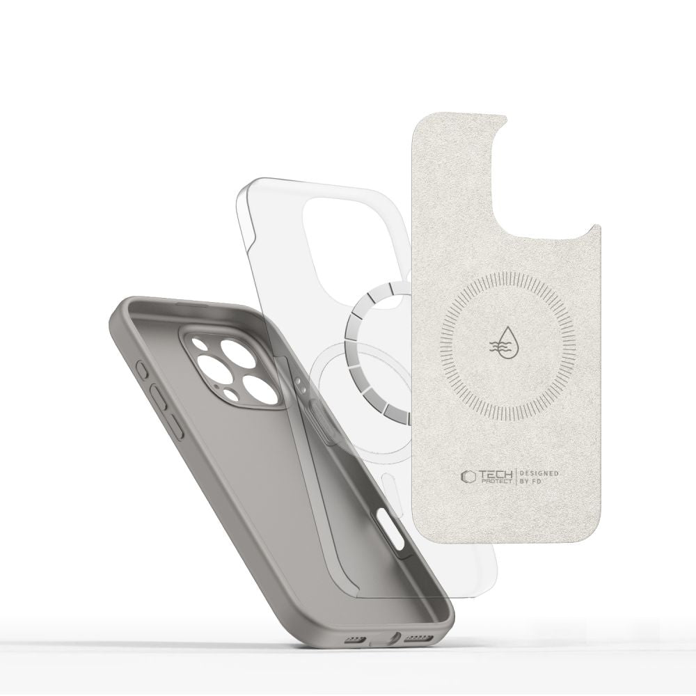 COUVERTURE TECH-PROTECT LIQUID SILICONE MAGSAFE IPHONE 16 PRO MAX GRIS PIERRE